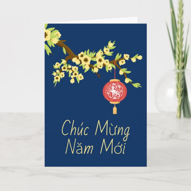 Tet New Year OX Hoa Mai Blossoms Card (Front)