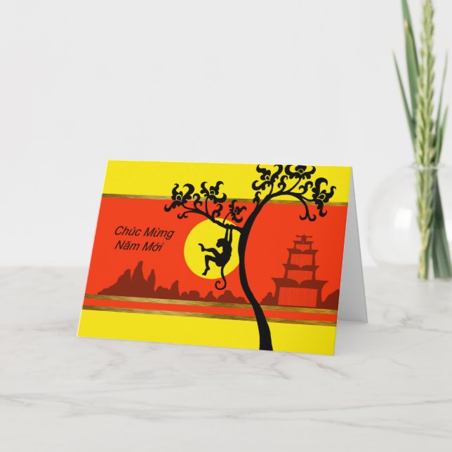 Tet, Vietnamese Lunar New Year of the Monkey Holiday Card (Front)