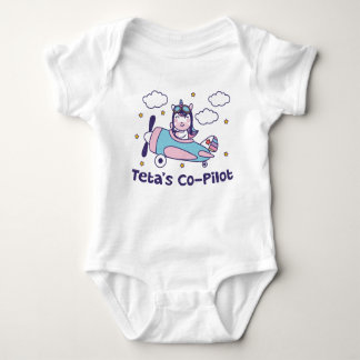 Teta's Co-Pilot - Unicorn Aeroplane Baby Bodysuit
