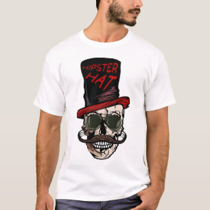 tete_de_mort_hipster_hat_citation_moustache_crane_ T-Shirt
