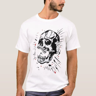 tete_de_mort_trait_tattoo_old_school_crane_hallowe T-Shirt