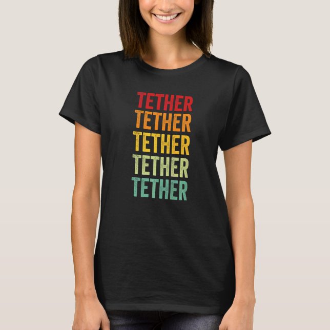 Tether Crypto Rainbow Text T-Shirt (Front)