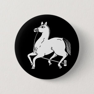 Tethered champion horse 6 cm round badge