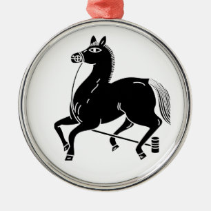 Tethered champion horse metal tree decoration