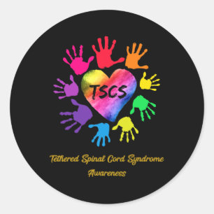 Tethered Spinal Cord Syndrome Awareness Hands Gift Classic Round Sticker