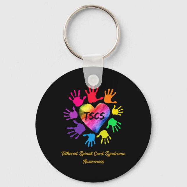 Tethered Spinal Cord Syndrome Awareness Hands Gift Key Ring (Front)