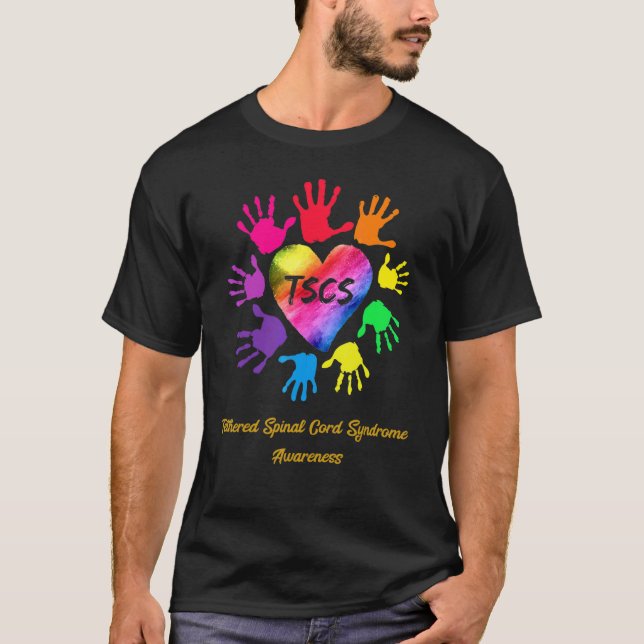 Tethered Spinal Cord Syndrome Awareness Hands T-Shirt (Front)