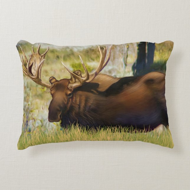 Teton King Moose Bull Decorative Cushion (Front)