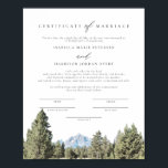 TETON National Park Marriage Certificate Keepsake Poster<br><div class="desc">This marriage certificate features a watercolor painting of Teton National Park. Easily edit *most* wording and change fonts to match your ceremony and the couple's style. For the best quality, be sure to use matte paper so signatures don't smudge. This wedding certificate is the perfect addition to your travel, destination,...</div>