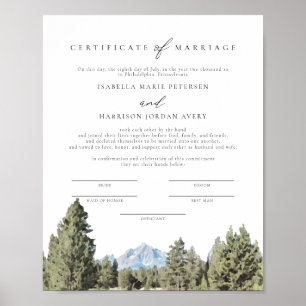 TETON National Park Marriage Certificate Keepsake Poster