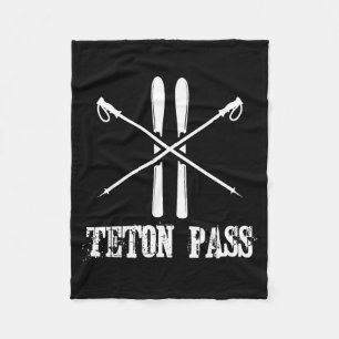 Teton pass wyoming ski skier skiing nordic alpine fleece blanket