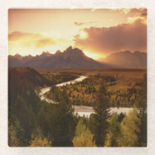 Teton Range at sunset, from Snake River Glass Coaster