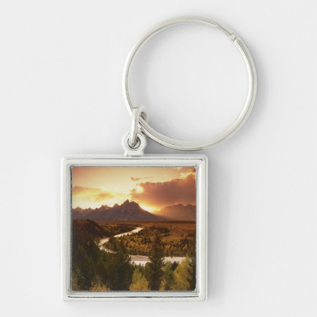 Teton Range at sunset, from Snake River Key Ring (Front)