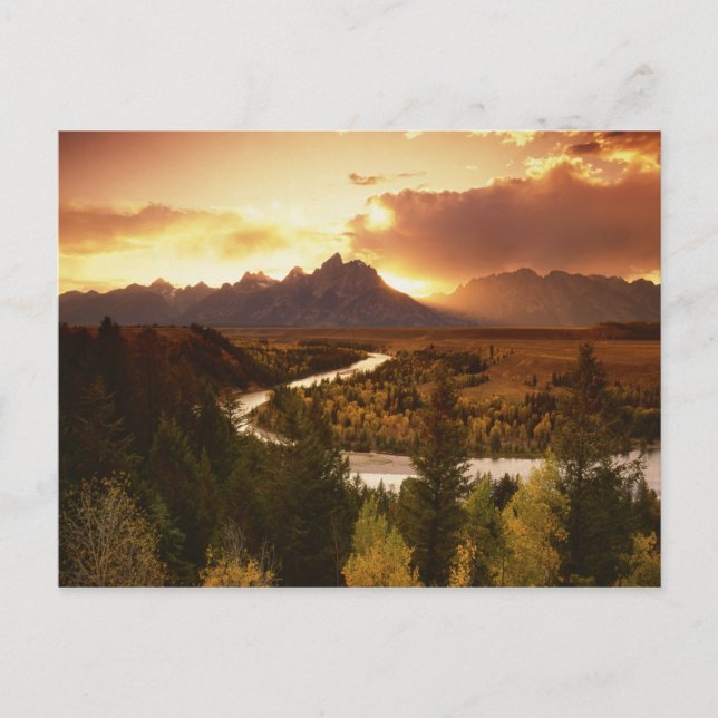Teton Range at sunset, from Snake River Postcard (Front)
