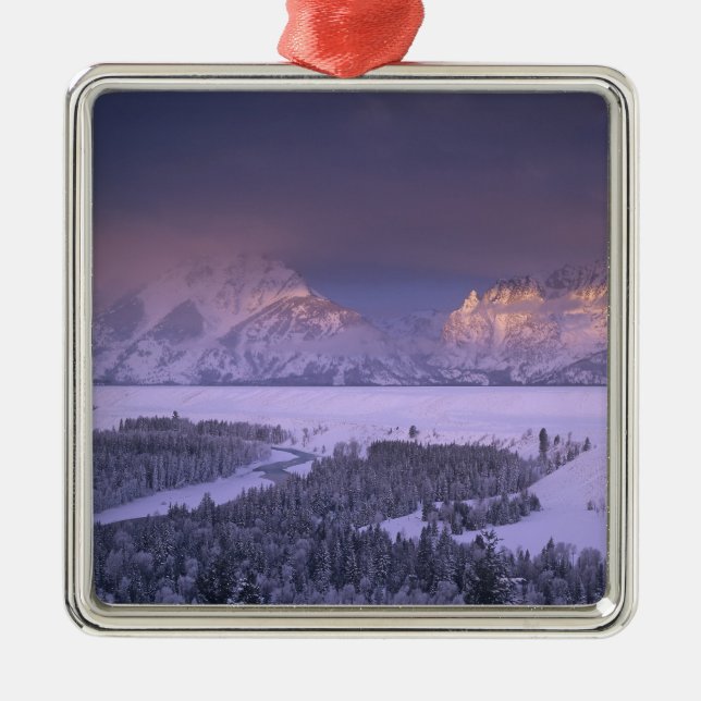 Teton Range from Snake River Overlook, Grand Metal Tree Decoration (Front)