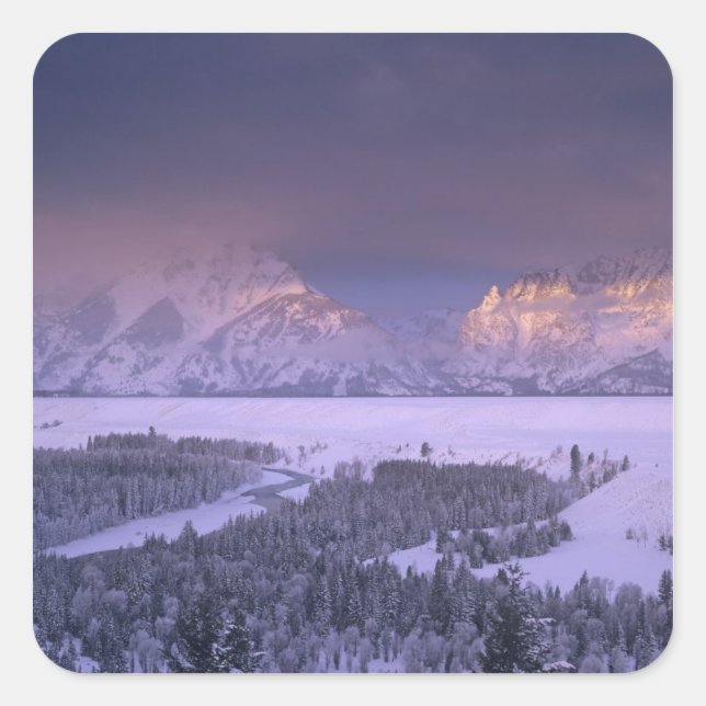 Teton Range from Snake River Overlook, Grand Square Sticker (Front)