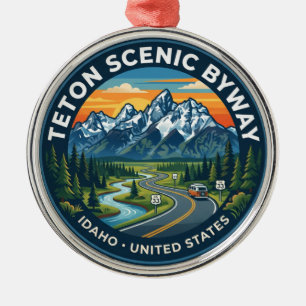 Teton Scenic Byway Idaho Metal Ornament