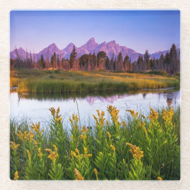 Teton Sunrise Glass Coaster (Front)