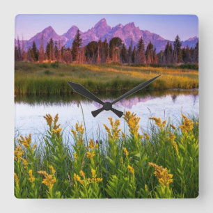 Teton Sunrise Square Wall Clock