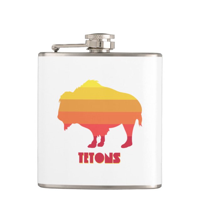 Tetons Bison Hip Flask (Front)