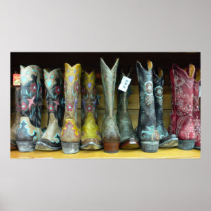 Texan cowboy boots print poster