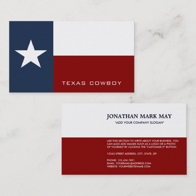 Texan Flag, Texas Business Card (Front/Back)