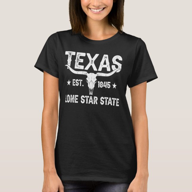 Texan Funny Texas Est 1845 T-Shirt (Front)