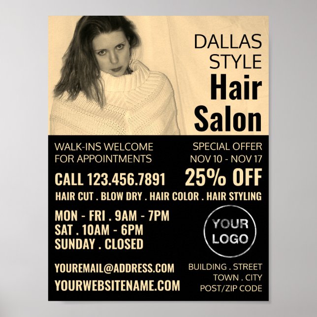 Texan Girl, Hair Stylist, Hair Salon Advertising Poster (Front)