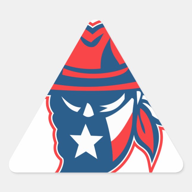 Texan Outlaw Texas Flag Mascot Triangle Sticker (Front)