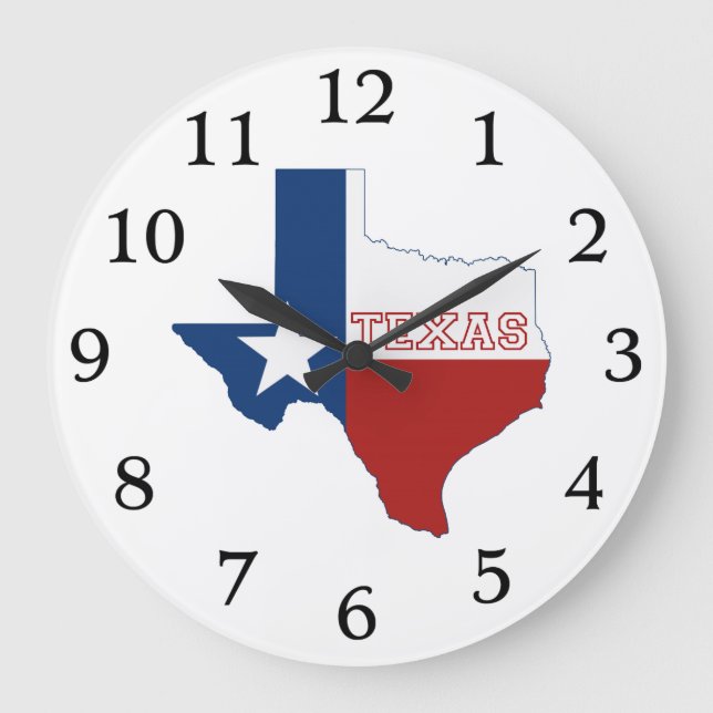 Texan State Flag Texas Shaped Lone Star Texan Love Large Clock (Front)