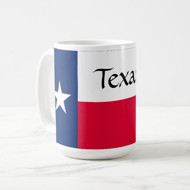 Texan, Texas Flag with Bluebonnets, Mug (Front Left)