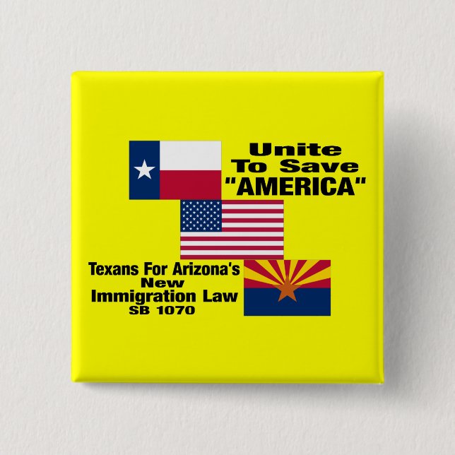 Texans For Arizona "Official" Square Button Pin (Front)