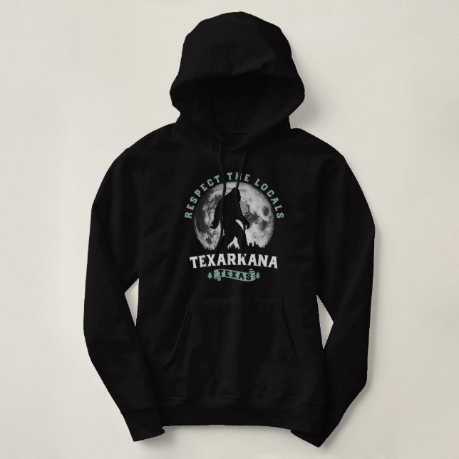 Texarkana Texas Bigfoot Night Walk Retro Moon Hoodie (Design Front)