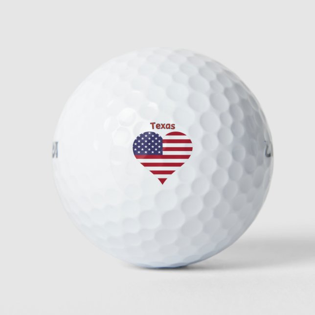 Texas American Flag Heart Golf Balls (Front)