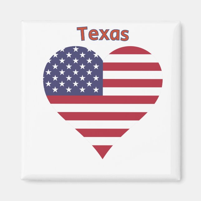 Texas American Flag Heart Magnet (Front)