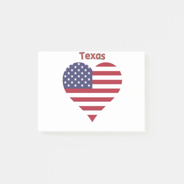 Texas American Flag Heart Post-it Notes (Front)