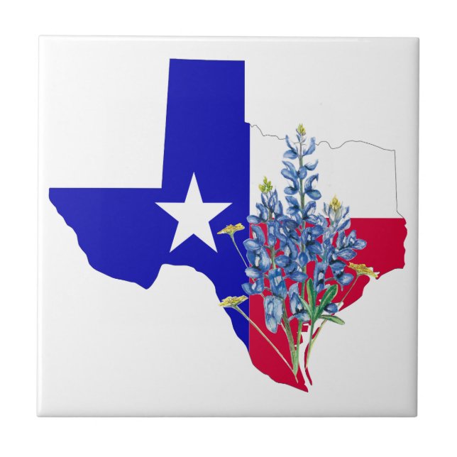 Texas and Bluebonnets Ceramic Tile (Front)