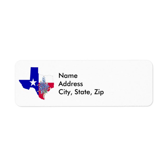 Texas and Bluebonnets Return Address Label (Front)