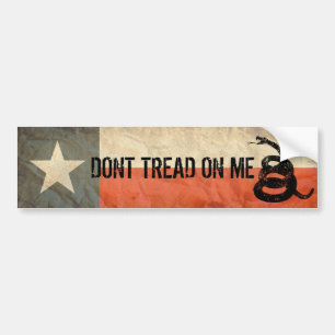 Texas and Don’t Tread on Me Flag Together Bumper Sticker