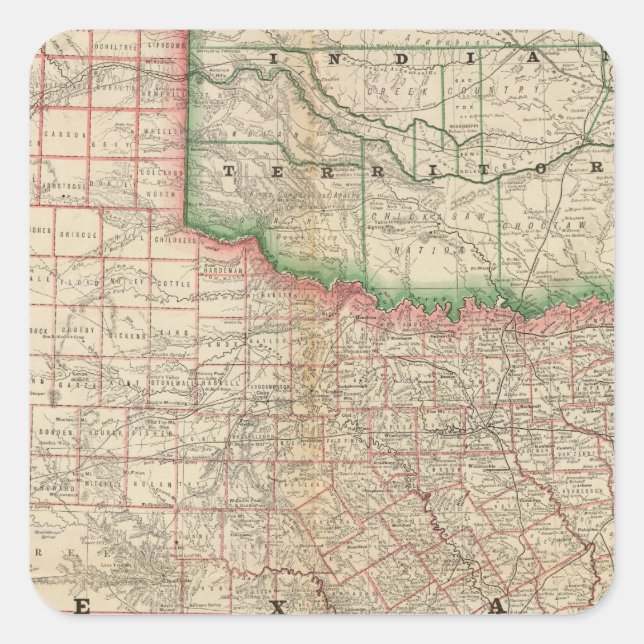 Texas and Indian Territory Square Sticker (Front)