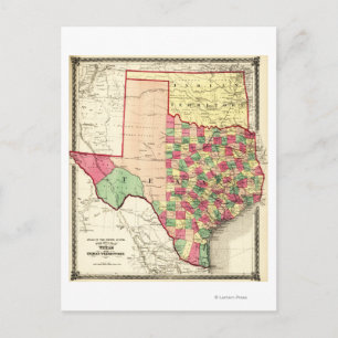 Texas and Indian TerritoryPanoramic Map Postcard