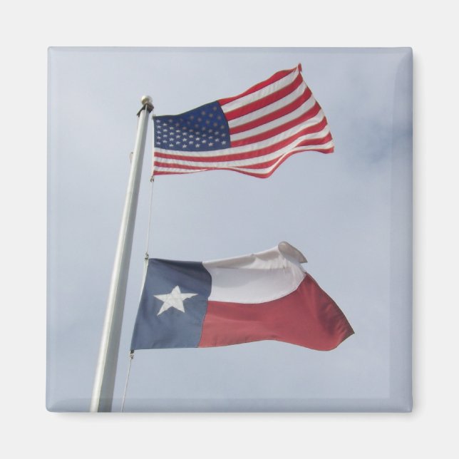 Texas and United States Flag Square Magnet (Front)
