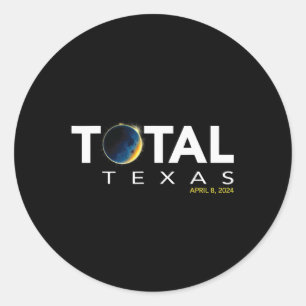 Texas April 8 Total Solar Eclipse 2024  Classic Round Sticker
