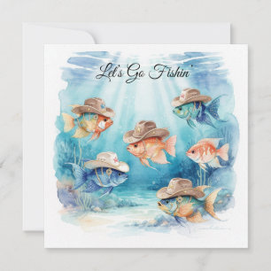 Texas Aquarium Cowboy Fish Party Invitation 