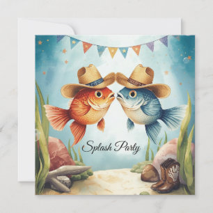 Texas Aquarium Cowboy Fish Party Invitation 