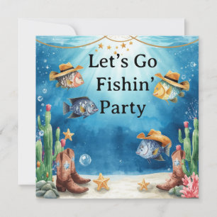 Texas Aquarium Cowboy Fish Party Napkins  Invitation