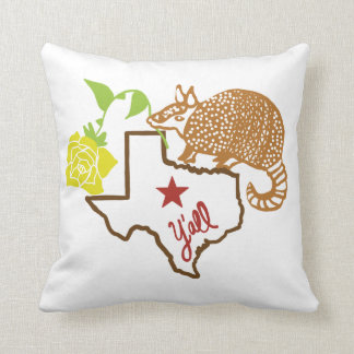 Texas Armadillo and Yellow Rose Cushion