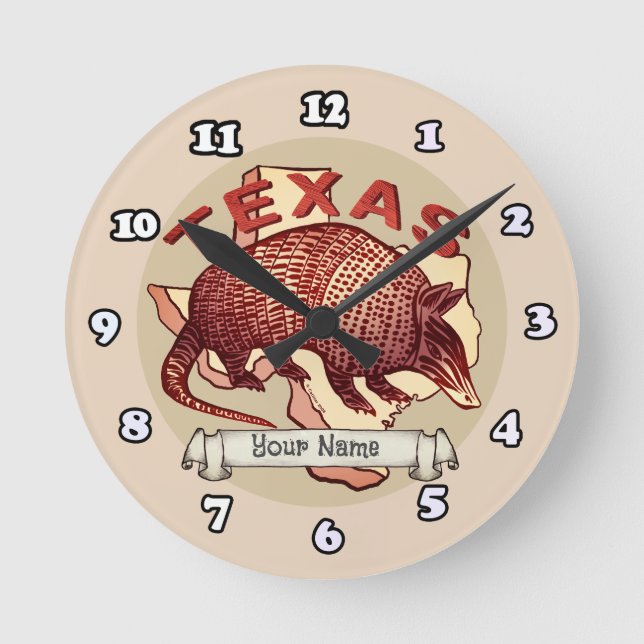  Texas armadillo  Round Clock (Front)