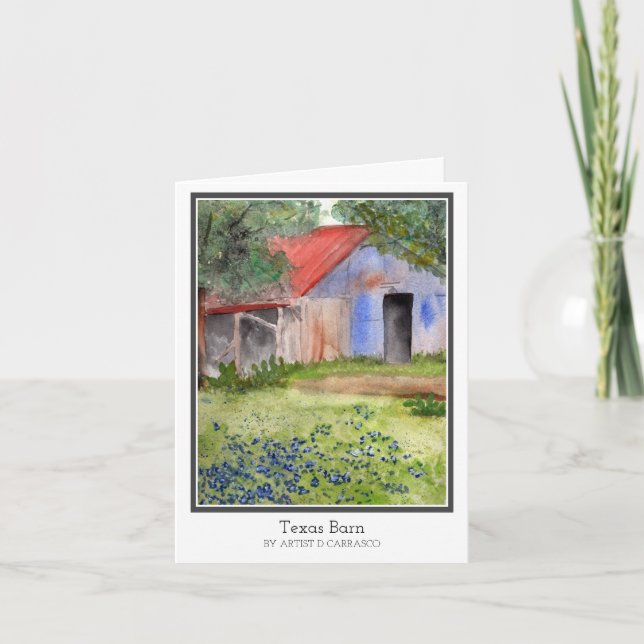 Texas Barn Watercolor Birthday Card (Front)