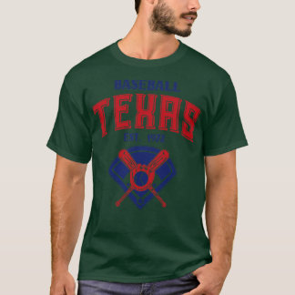 Texas Baseball Est 1972 Vintage Look Text T-Shirt